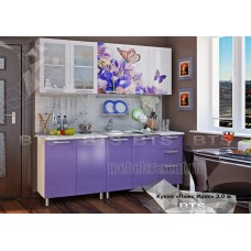 Кухонный гарнитур 2м «Люкс Ирис» Серый – Фиолетовый глянец